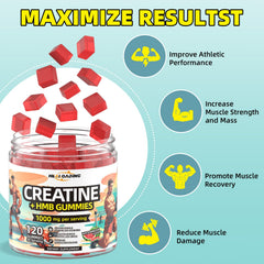 HEALOADING gummies with dumbbells illustrating strength and endurance benefits