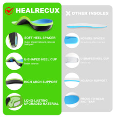 Healrecux stand-all-day pain relief insole helps reduce leg fatigue.