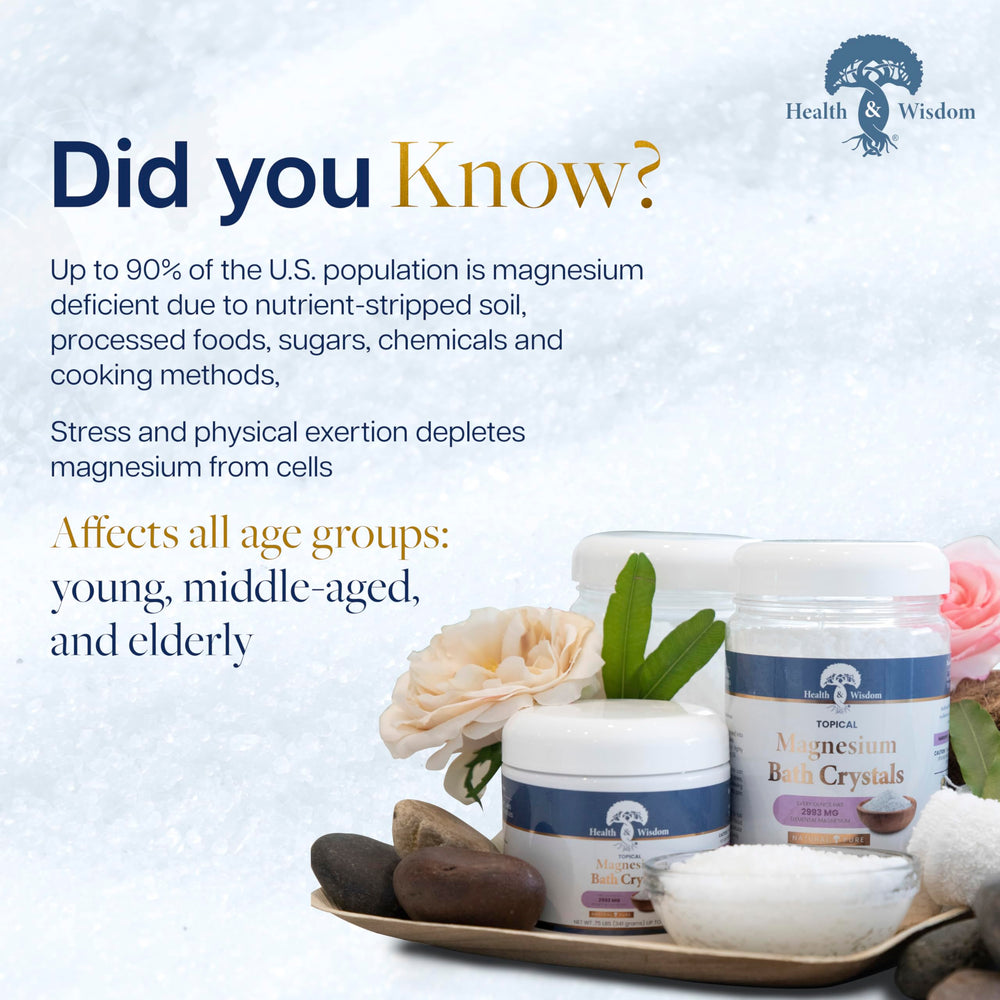 Health and Wisdom high-concentration salts maximize soak efficiency for shorter, effective baths.
