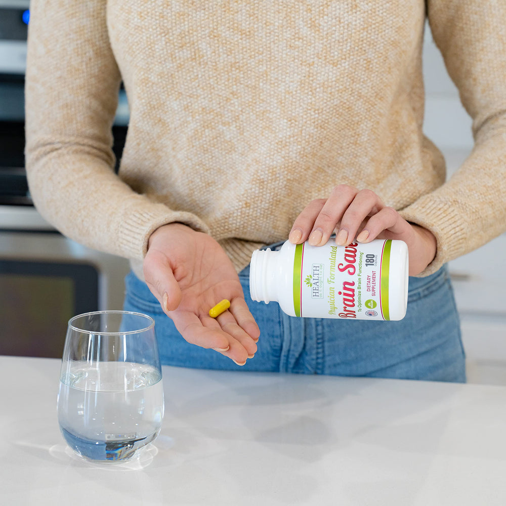 Morning routine with Brain Save and water implies easy daily integration