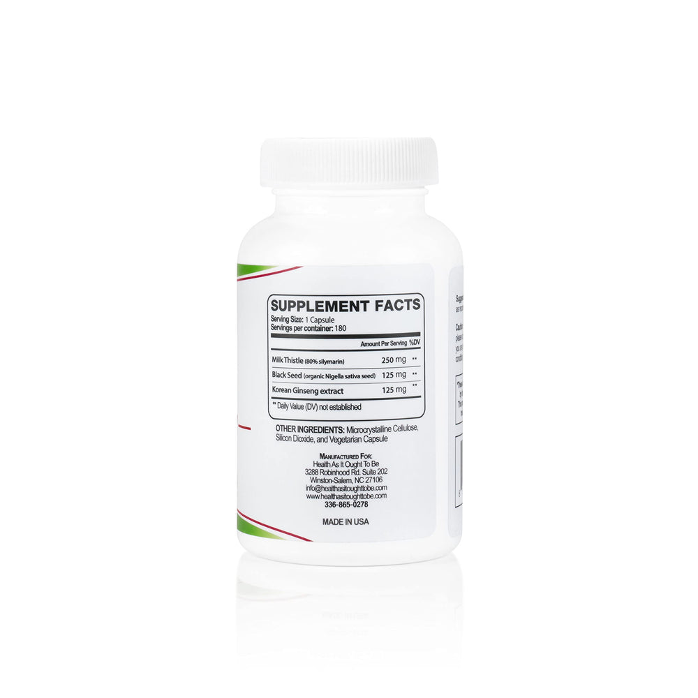 Health As It Ought To Be Liver Syn3rgy milk thistle close-up for antioxidant support.