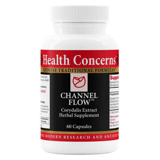 Health Concerns Channel Flow bottle front view for daily use and muscle comfort.