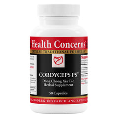 Health Concerns Cordyceps PS bottle promoting lung support and vitality.