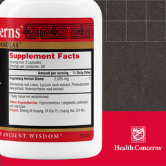Health Concerns Great Yin label detail highlighting traditional herbal formulation for balance.