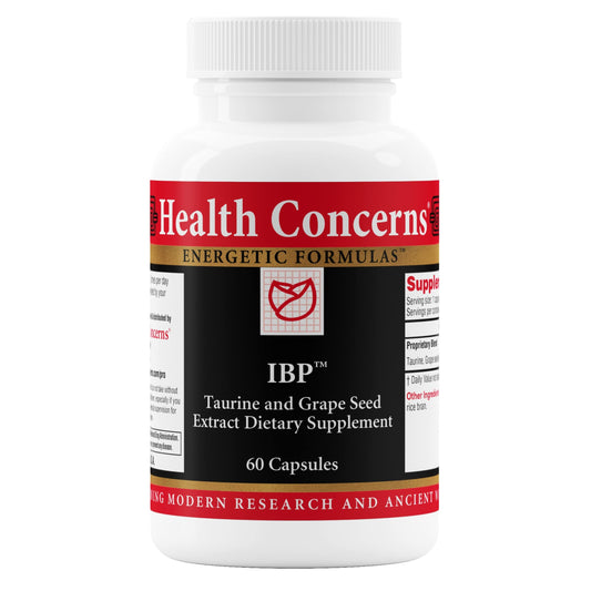 Health Concerns IBP bottle with taurine supports heart health and vascular circulation.