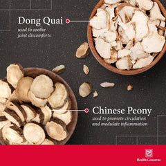 Health Concerns Mobility 2 ingredients highlights Chinese Peony and Dong Quai.
