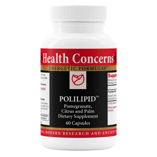 Health Concerns Polilipid bottle front showing heart-support blend for daily wellness.