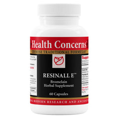 Health Concerns Resinall E bottle front showing herbal enzyme blend for recovery support.