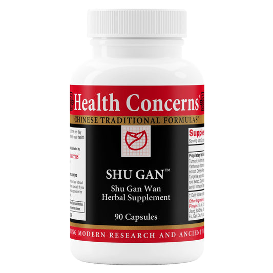 Health Concerns Shu Gan bottle front for digestion support.