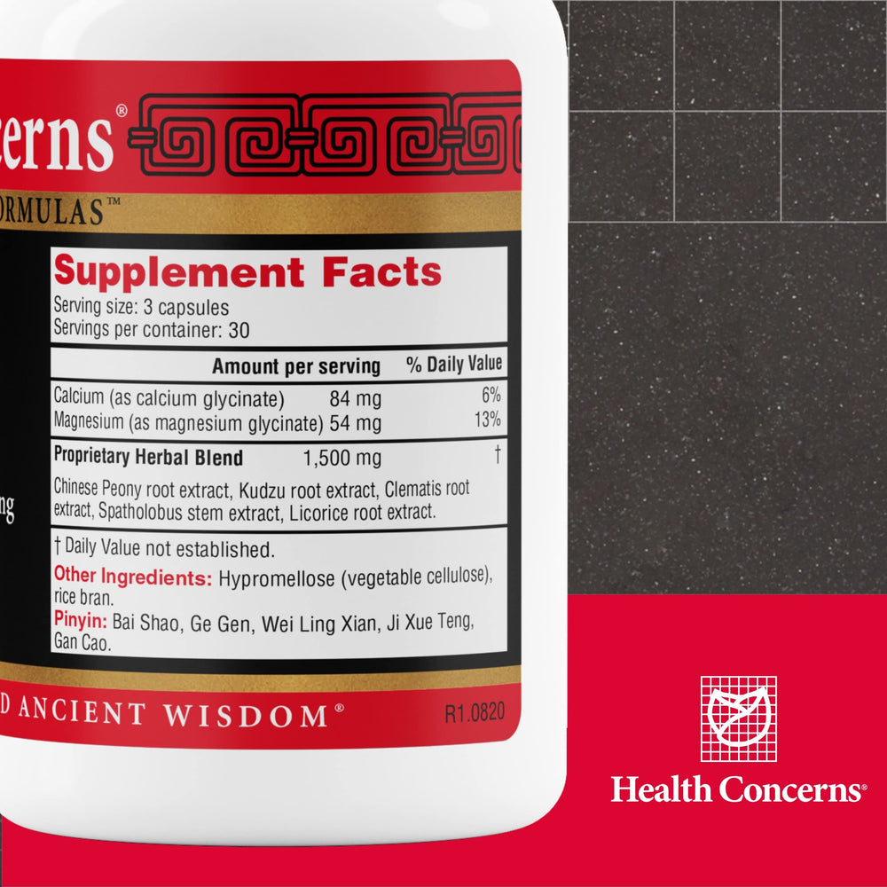 Health Concerns SPZM label closeup with traditional herbs and dosage guidance