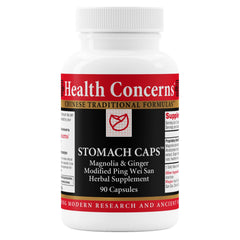 Health Concerns Stomach Caps bottle and label for digestive support.