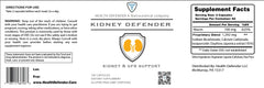 Health Defender Kidney Defender glass bottle with capsules for daily use.