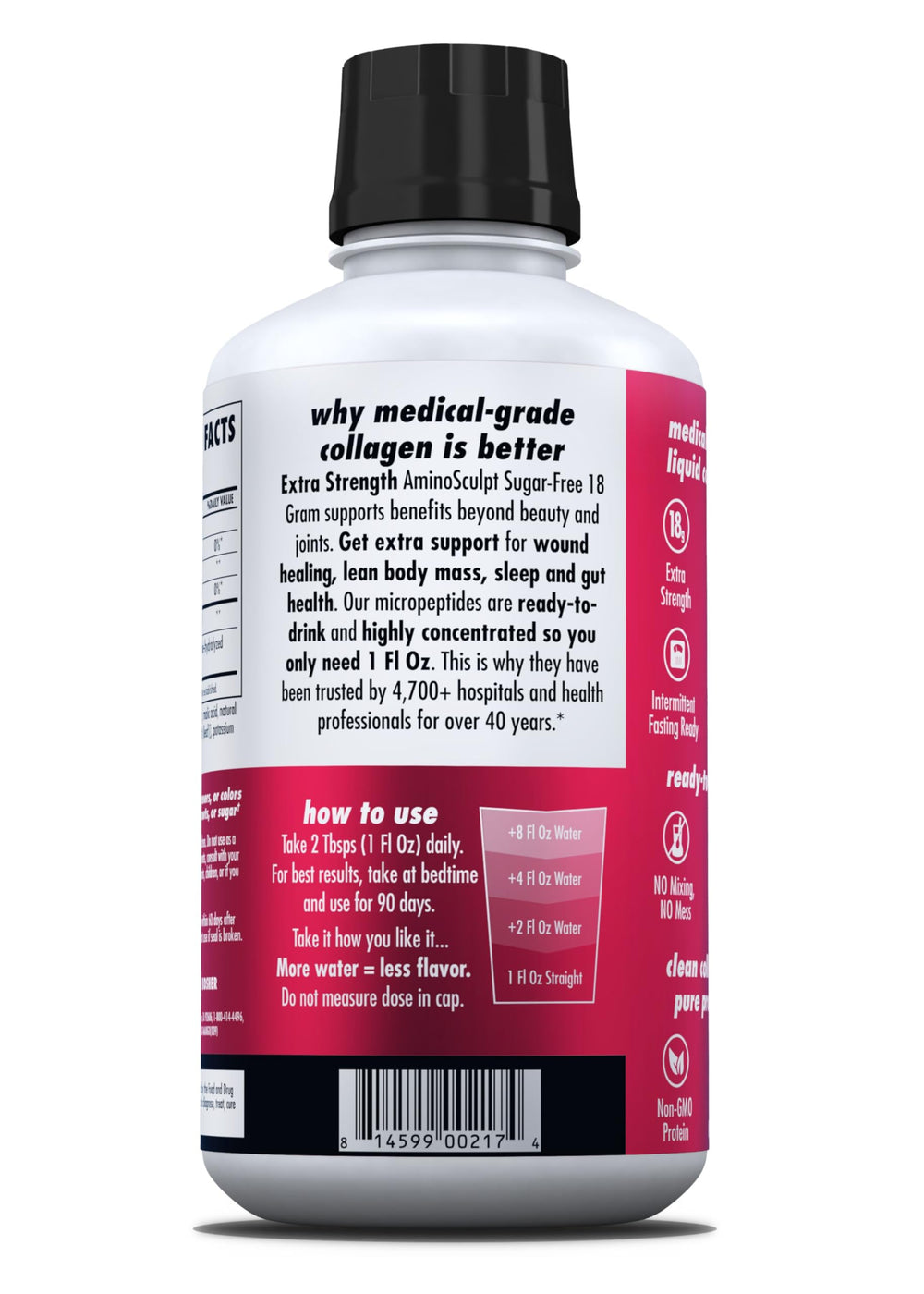 HEALTH DIRECT AminoSculpt non GMO seal reinforces clean, sugar free formulation.