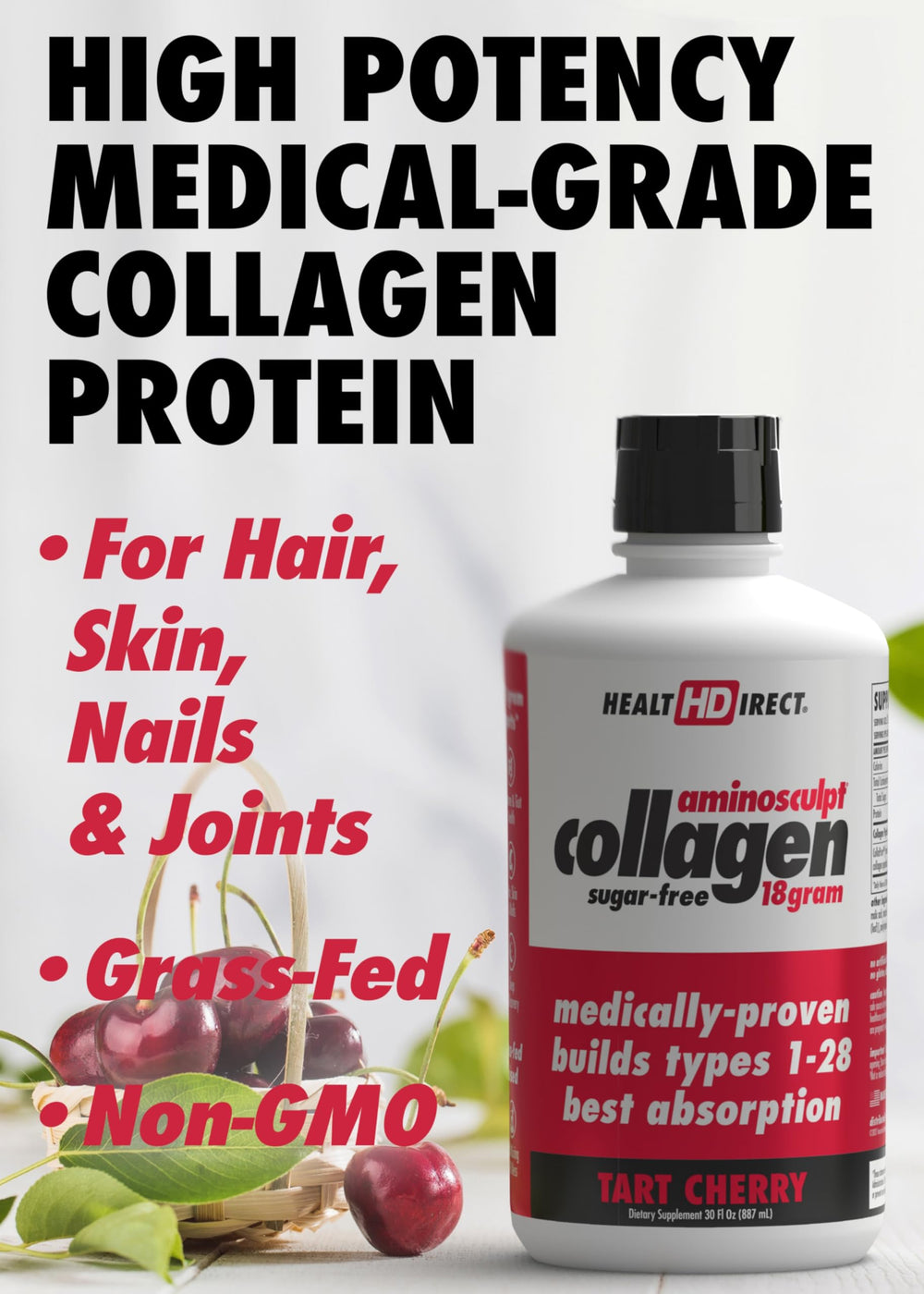 Health Direct AminoSculpt Tart Cherry pour shows quick absorption potential.
