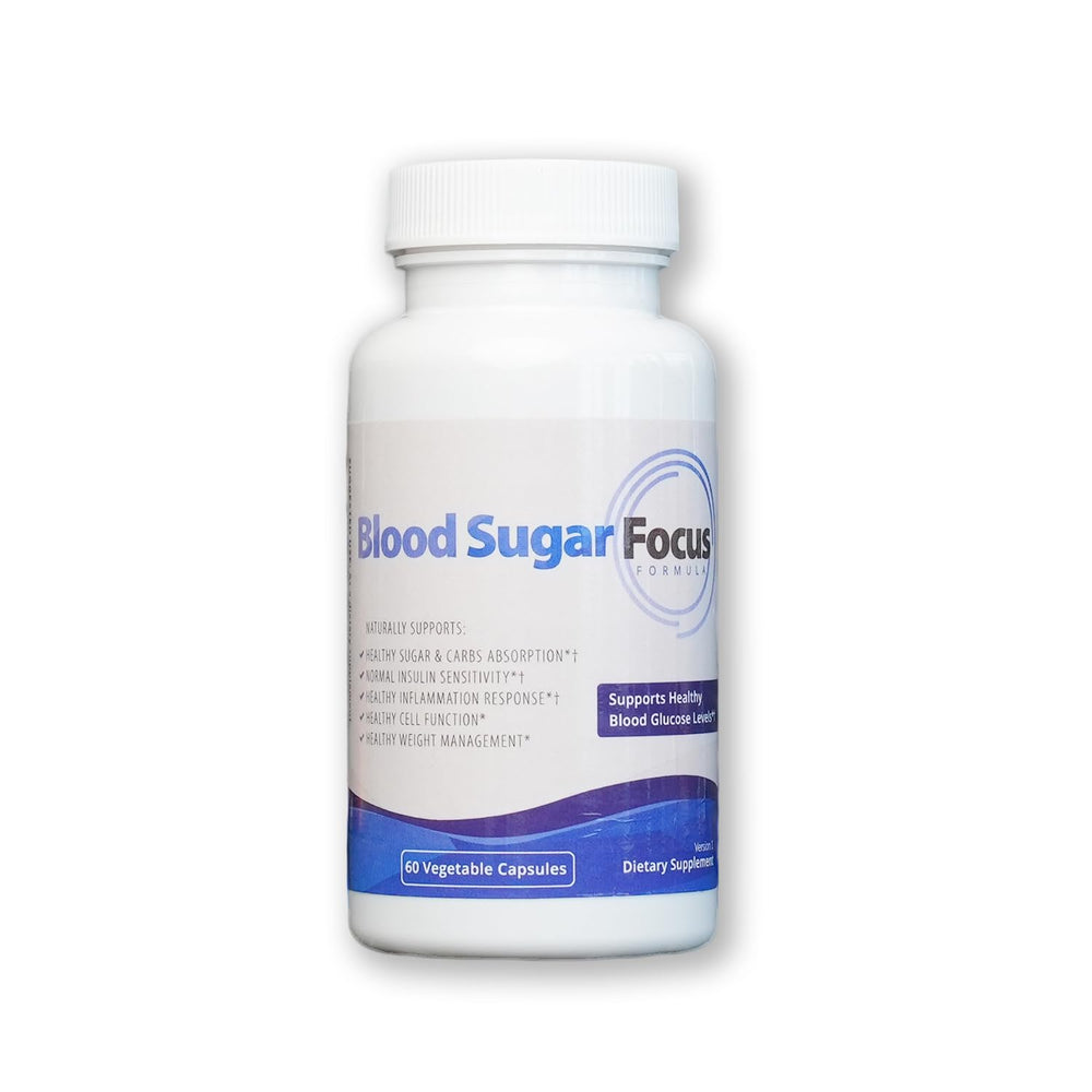Health Focused JJ Smith Blood Sugar Focus bottle displays packaging for balanced energy.