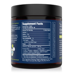 Health Logics Colostrum Chews close-up tablet highlights 14B CFU for immune-support potential