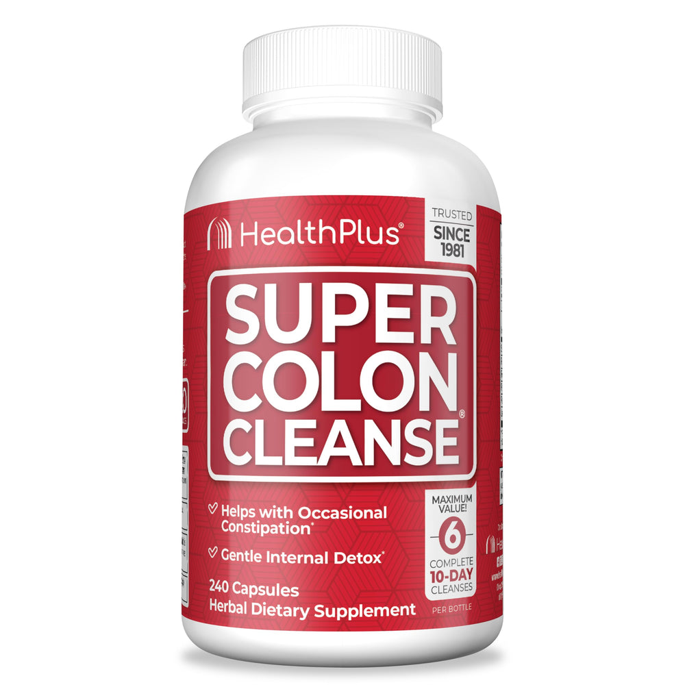 Health Plus Super Colon Cleanse bottle with capsules for gentle digestive support