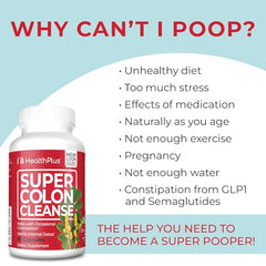 Health Plus Super Colon Cleanse label close-up highlighting natural ingredients