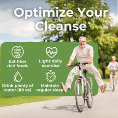 Health Plus Super Colon Cleanse on a spoon next to a glass for regularity support.