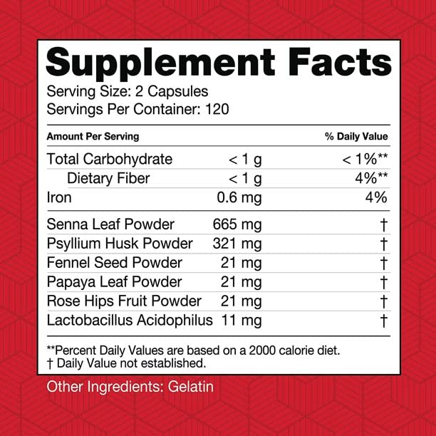 Health Plus Super Colon Cleanse packaging back shows key ingredients.