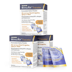 Health Solutions SinuAir box with packets ready for nasal irrigation.