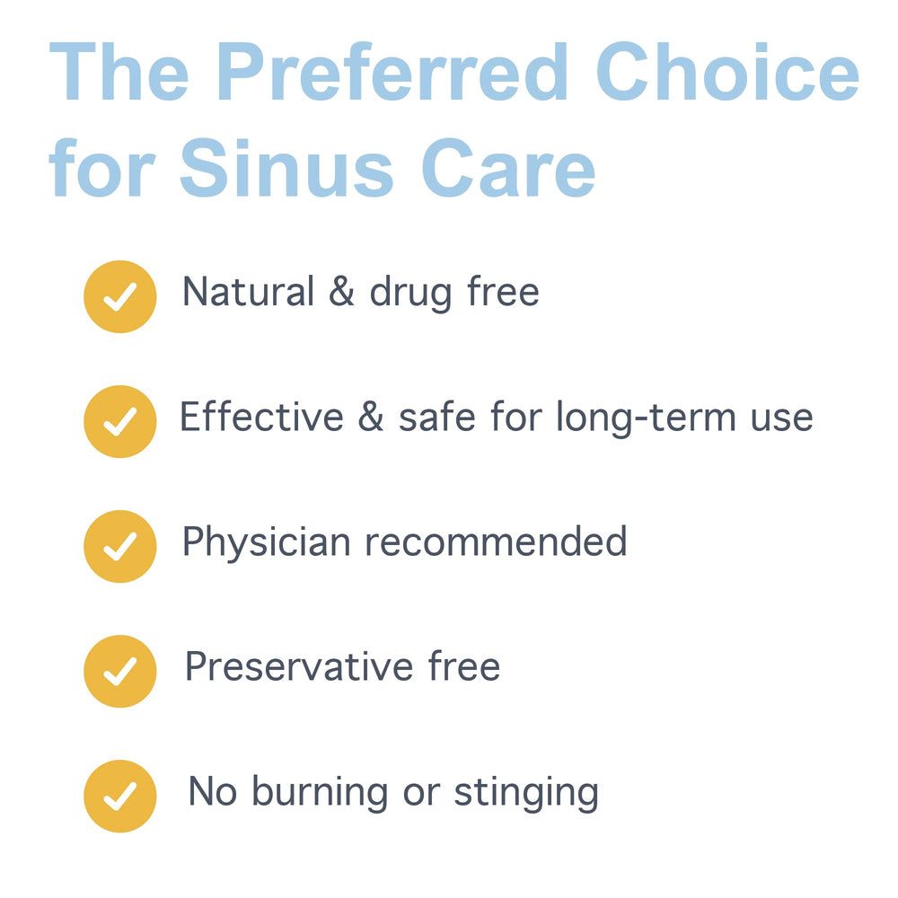 Person using a nasal irrigation device with Health Solutions SinuAir.