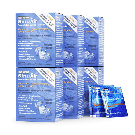Health Solutions SinuAir packet dissolving in water for gentle nasal irrigation