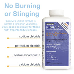 Health Solutions Sinus Rinse powder dissolving in water for nasal irrigation.