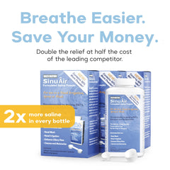 Ready-to-use Health Solutions Sinus Rinse solution in a squeeze bottle.