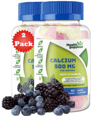 Health Supplied Calcium 500mg + D3 gummies bottle for bone support
