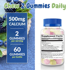 Health Supplied calcium gummies labeled gluten-free and non-GMO
