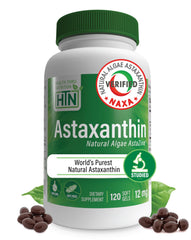 Health Thru Nutrition Astaxanthin 12mg softgels bottle front view for skin and vision support
