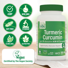 Health Thru Nutrition Turmeric Curcumin Complex ingredient label shows BCM-95 Curcugreen