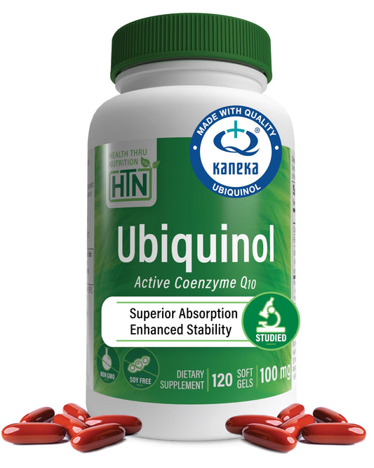 Health Thru Nutrition ubiquinol 100mg bottle, daily energy support visual