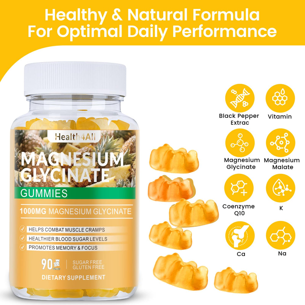 Health4All gummies label close-up showing 1000mg per serving