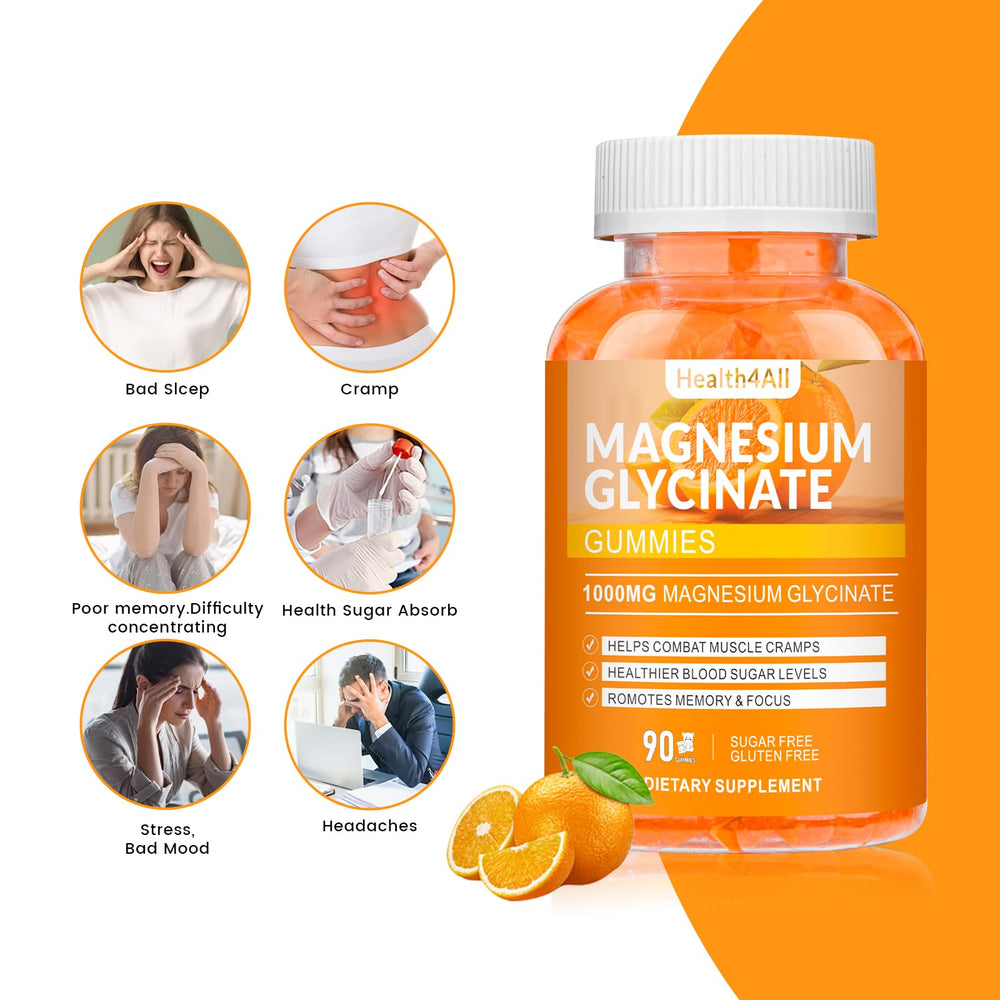 Health4All magnesium glycinate gummies close-up of orange chews