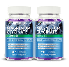 Health4All Magnesium Gummies 1000mg blueberry bottle showing high-absorption formula for daily relaxation.