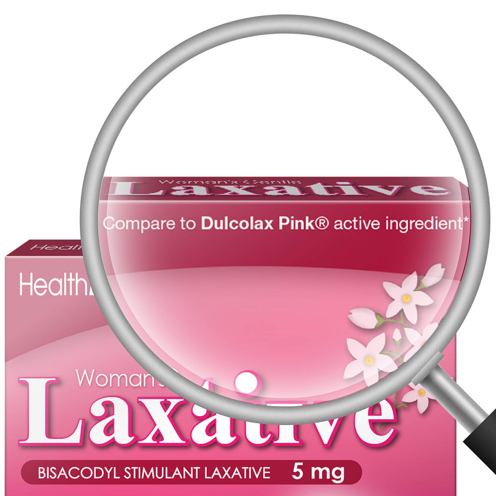 HealthA2Z bisacodyl 5mg tablets shown in blister pack for gentle action.