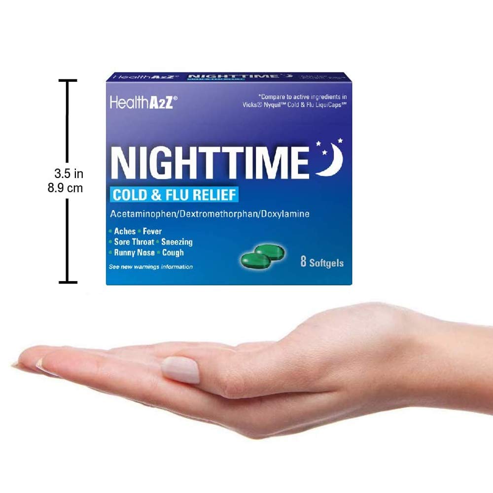 HealthA2Z Nighttime packaging artwork emphasizing night relief theme.