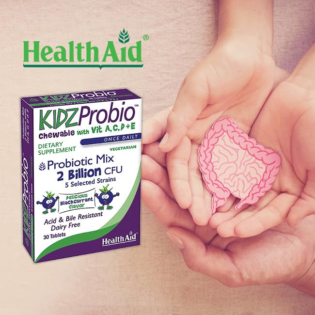 HealthAid KidzProbio ingredients list notes acid and bile resistant strains.