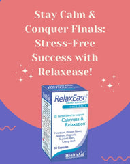 HealthAid RelaxEase packaging showing all-natural allergen-free formula for daily use