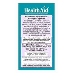 HealthAid TravelProbio room-temperature packaging keeps probiotics stable while away from home.