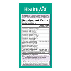 HealthAid UltraProbio capsules close-up showing acid and bile resistant formulation.
