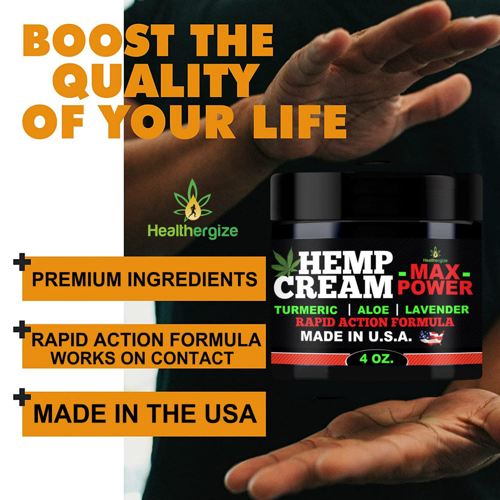 Healthergize Hemp Cream serves as a natural moisturizer for dry skin.