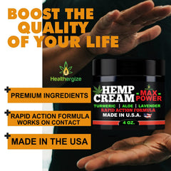 Healthergize Hemp Cream serves as a natural moisturizer for dry skin.