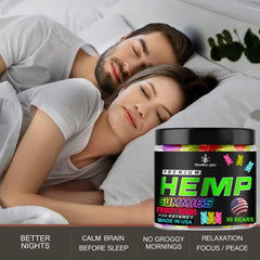 Healthergize Hemp Gummies closeup highlights tasty, convenient wellness on the go.