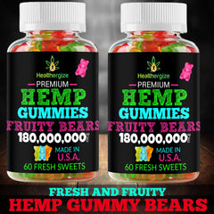 Healthergize mood-support gummies suggest daily calm and focused mood.