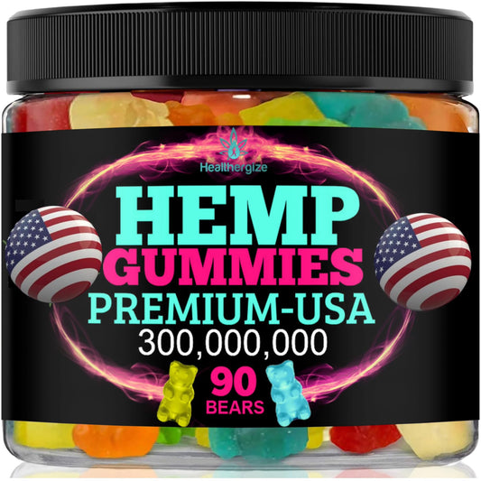 Healthergize hemp gummies bottle suggesting relaxed evenings and calm mood