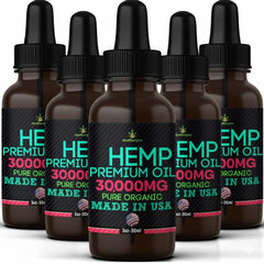 Healthergize Hemp Oil 5-Pack bottles for easy daily use and dosing