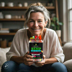 Healthergize USA-made hemp gummies with butterfly shape and premium quality.